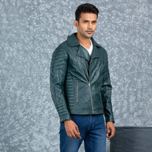 Load image into Gallery viewer, MENS PU LEATHER JACKET- GREEN
