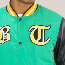 Load image into Gallery viewer, Mens Green &amp; Black PU Jacket
