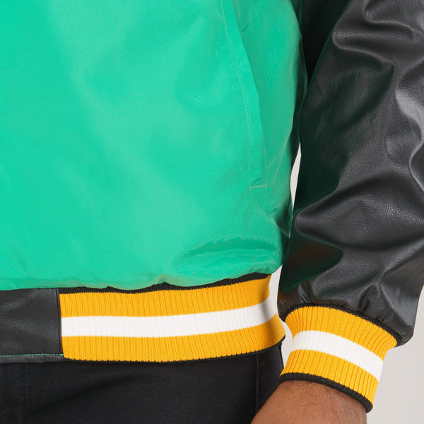 Mens Green & Black PU Jacket