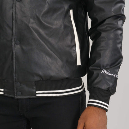 Mens White & Black PU Jacket