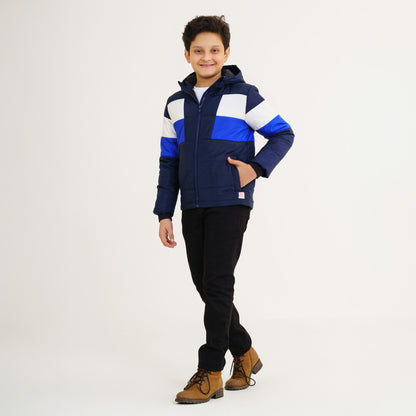 Boys Navy Blue & White Quilting Jacket