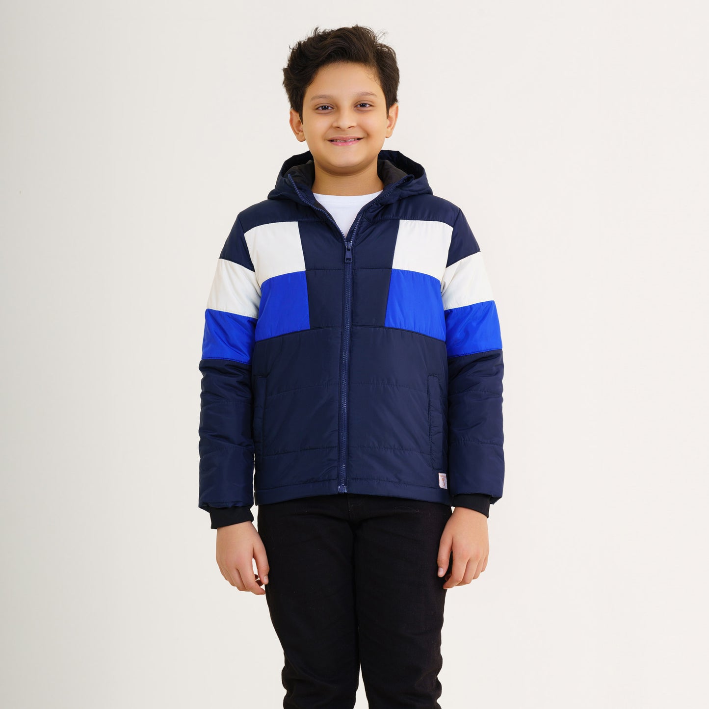 Boys Navy Blue & White Quilting Jacket