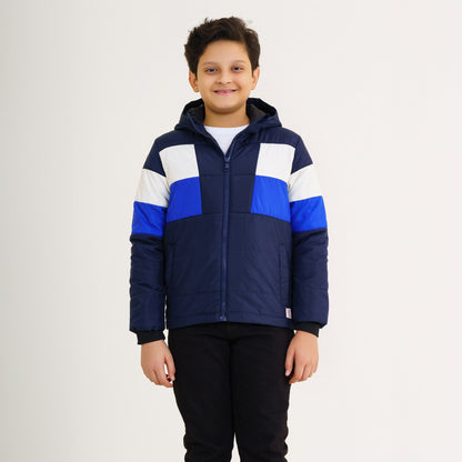 Boys Navy Blue & White Quilting Jacket