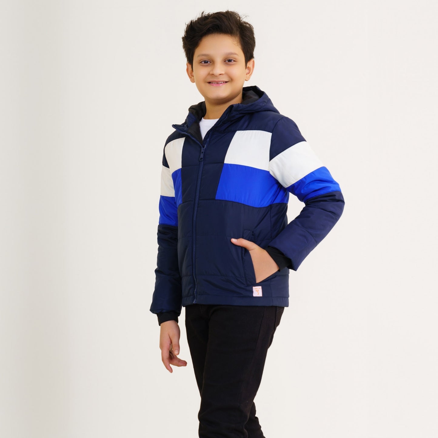 Boys Navy Blue & White Quilting Jacket