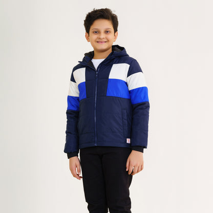 Boys Navy Blue & White Quilting Jacket