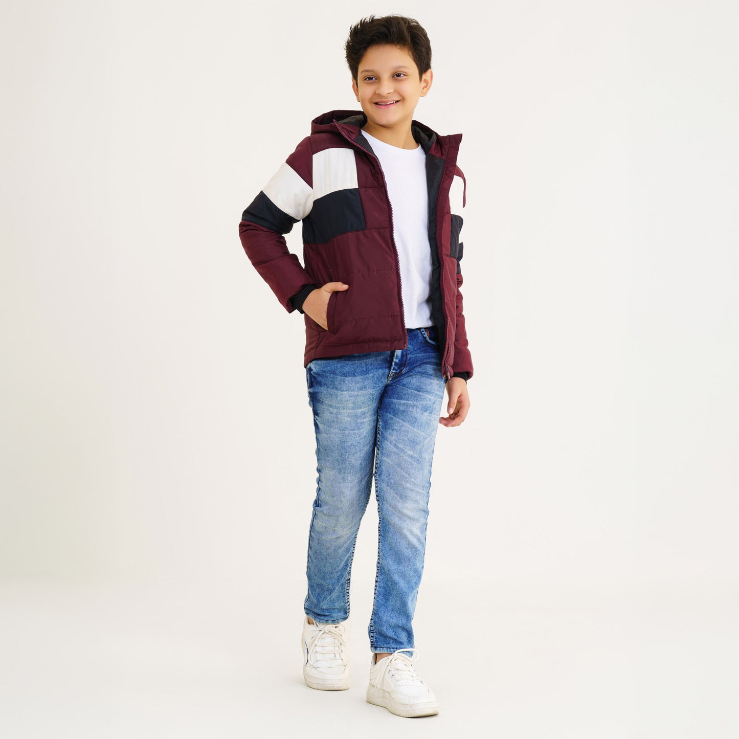 Boys Maroon & Black Quilting Jacket