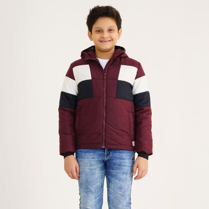 Boys Maroon & Black Quilting Jacket