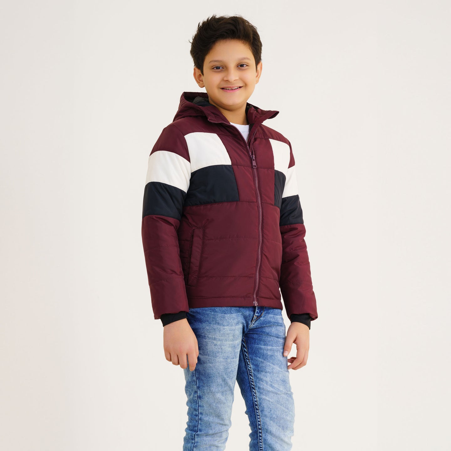 Boys Maroon & Black Quilting Jacket