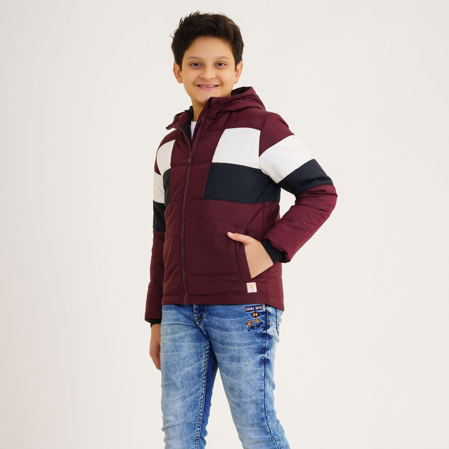 Boys Maroon & Black Quilting Jacket