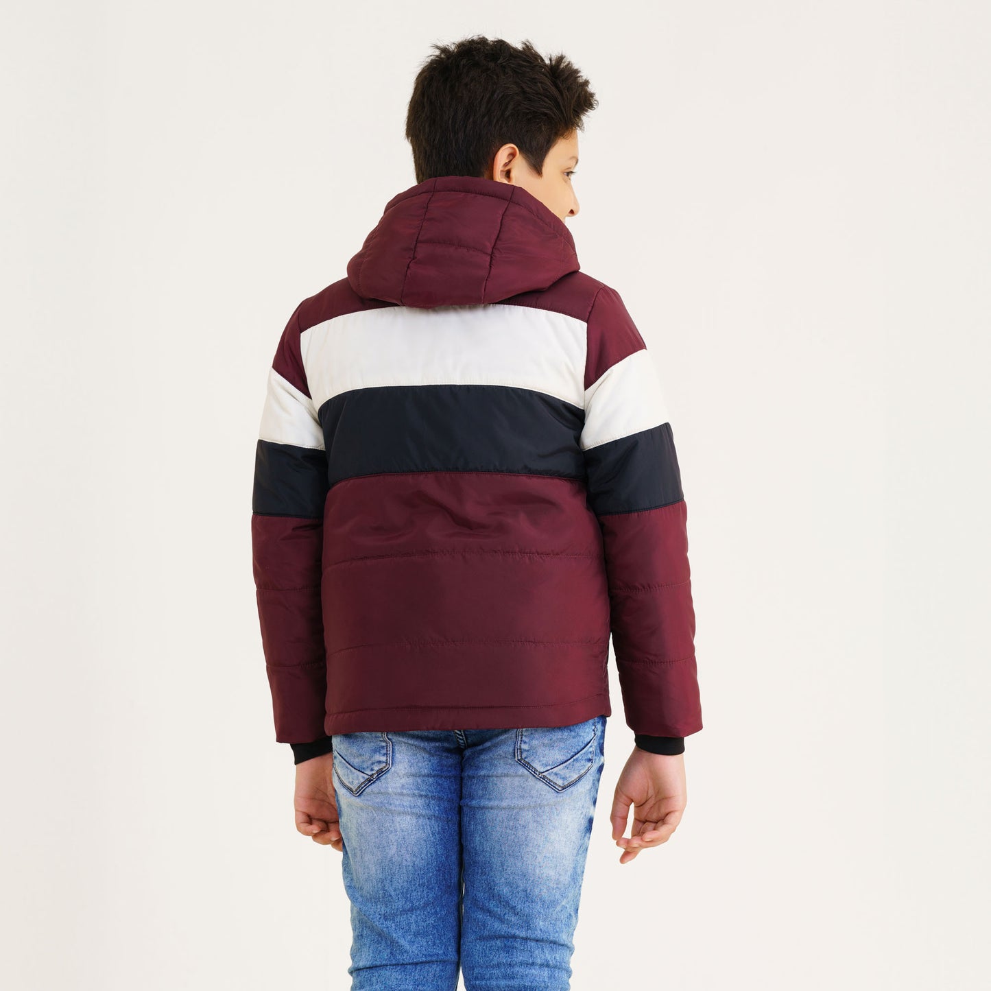 Boys Maroon & Black Quilting Jacket