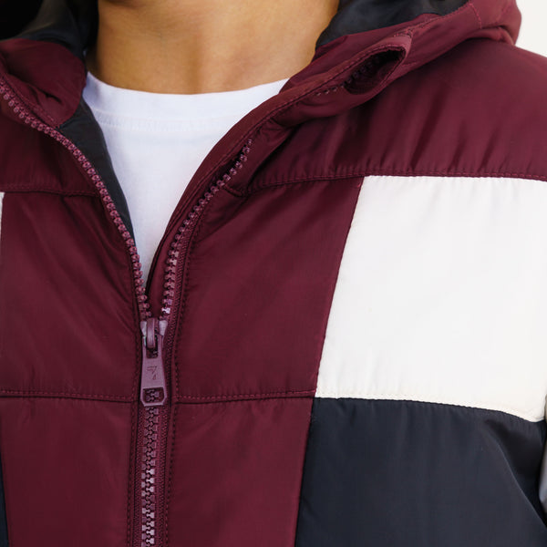 Boys Maroon & Black Quilting Jacket