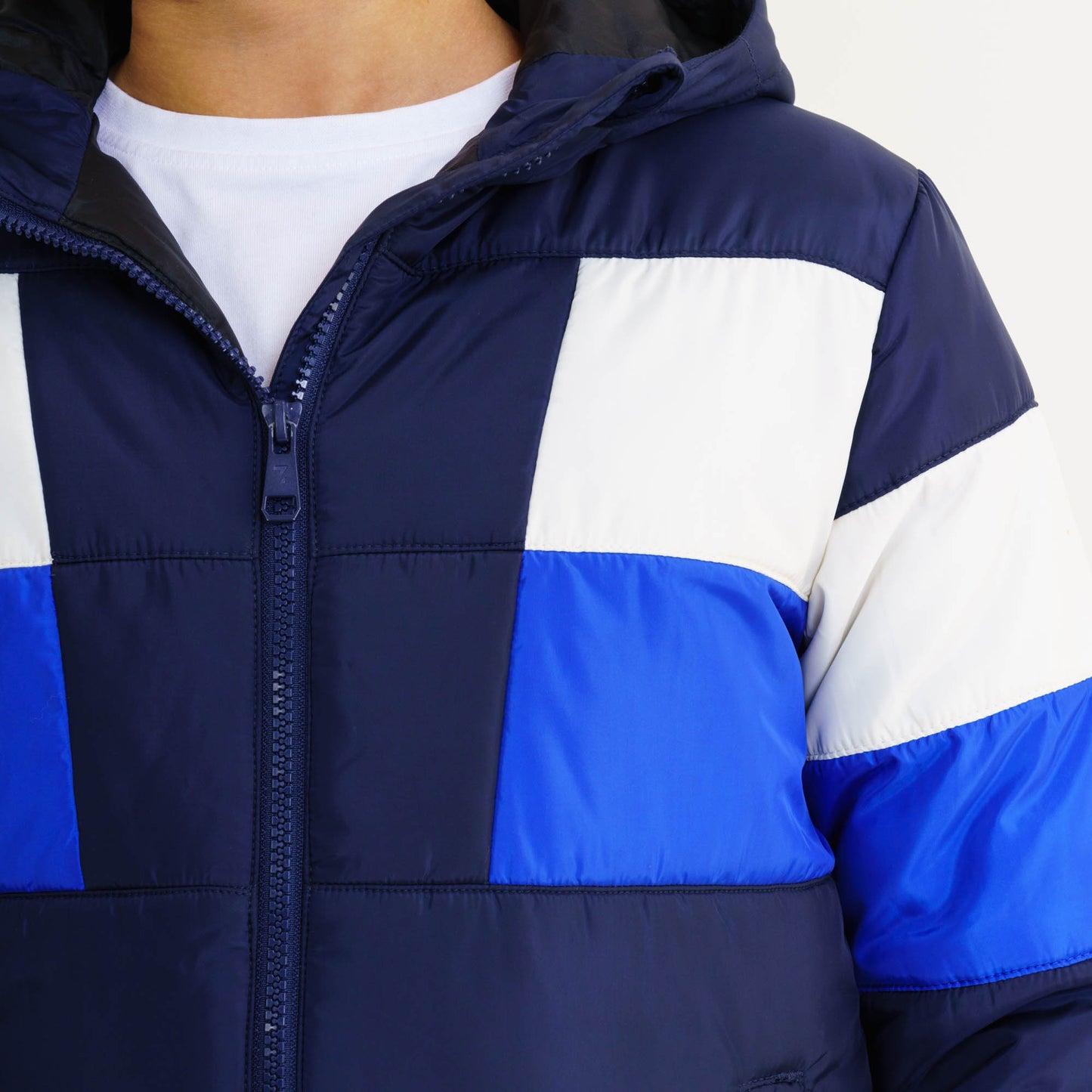 Boys Navy Blue & White Quilting Jacket