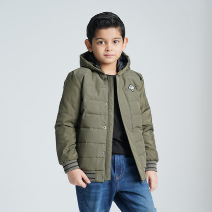 Boy's Olive Quilted Jacket