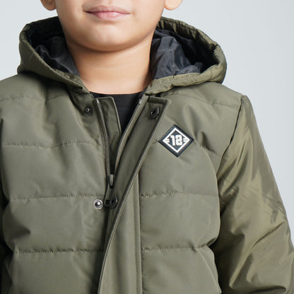 Boy's Olive Quilted Jacket