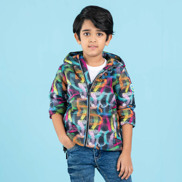 BABY BOYS QUILTING JACKET- MULTI COLOR AOP