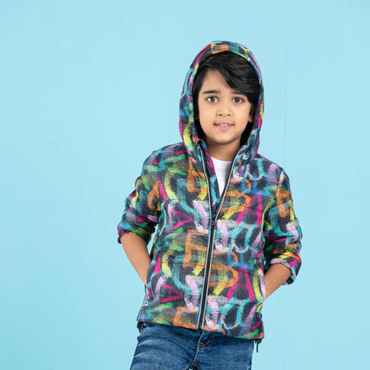 Baby Boys Quilting Jacket- Multi Color Aop