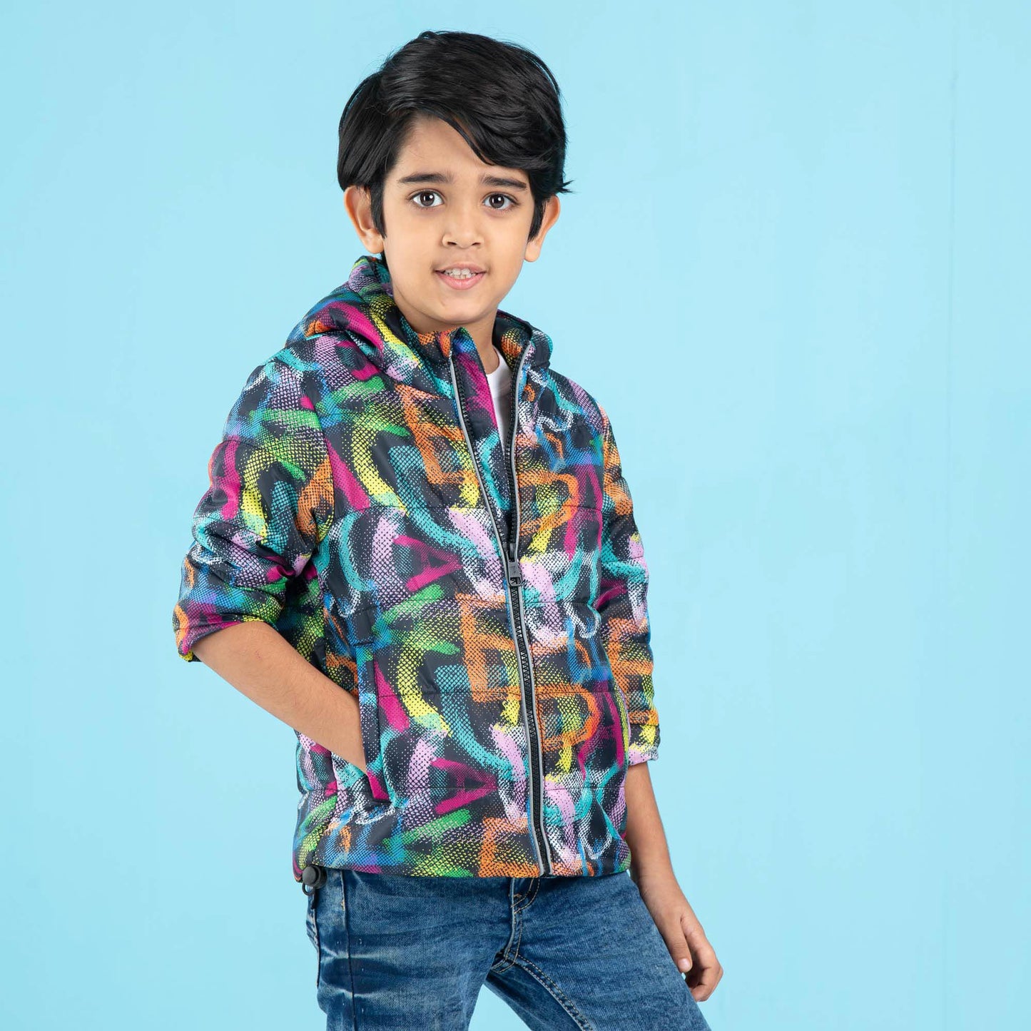 Baby Boys Quilting Jacket- Multi Color Aop