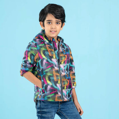 Baby Boys Quilting Jacket- Multi Color Aop