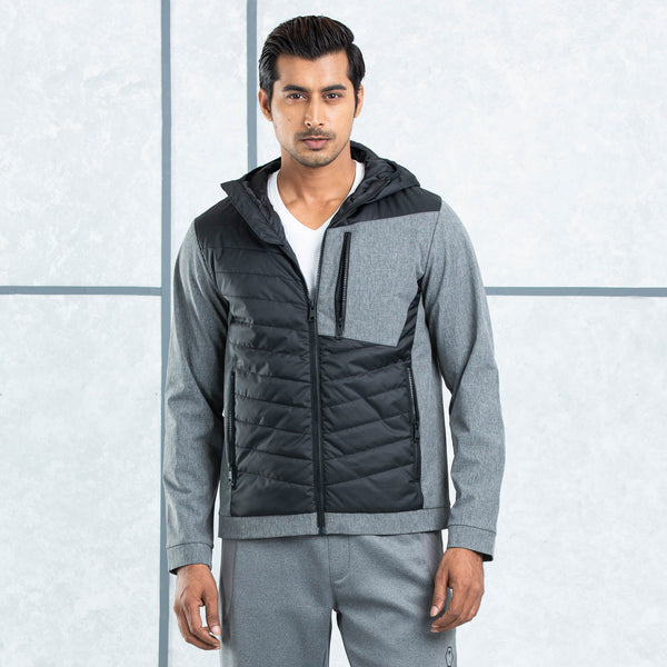 MENS QUILTING JACKET- BLACK/GREY