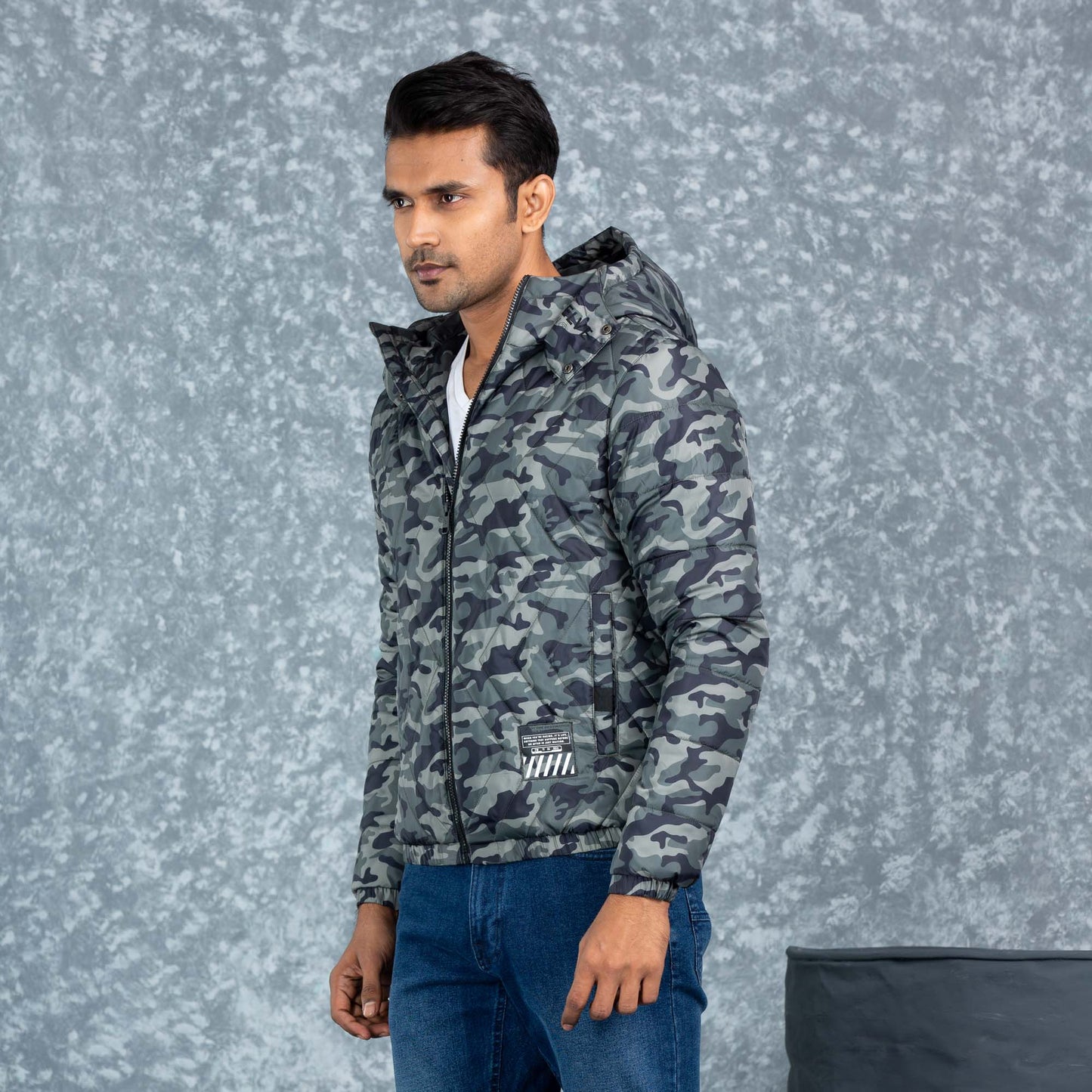 Mens Quilting Jacket- Black/Olive
