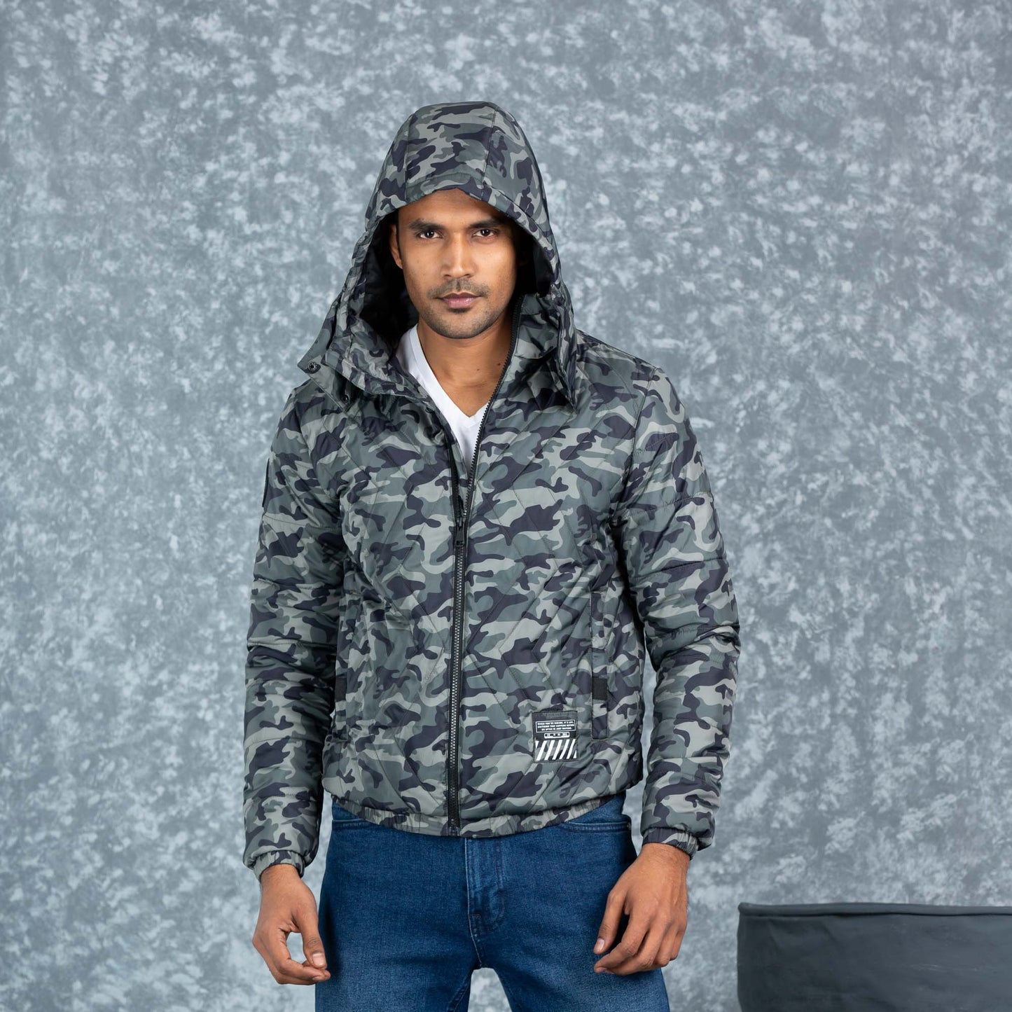 Mens Quilting Jacket- Black/Olive