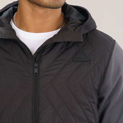 Mens Grey & Black Quilted Jacket