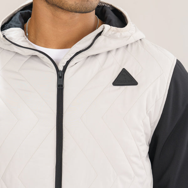 Mens Grey & Black Quilted Jacket