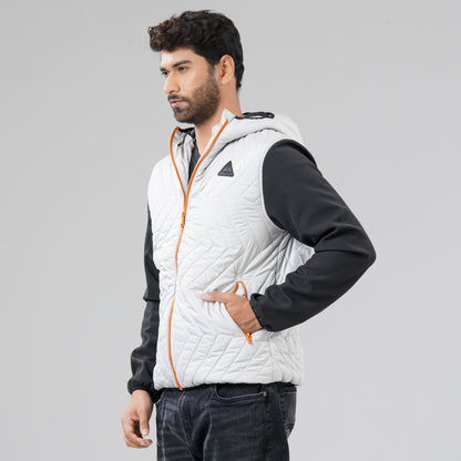 Mens Dark Gray & Black Quilted Jacket