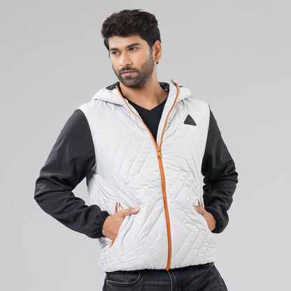 Mens Dark Gray & Black Quilted Jacket