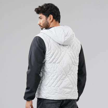 Mens Dark Gray & Black Quilted Jacket