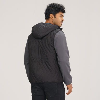 Mens Grey & Black Quilted Jacket