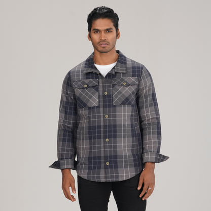 Mens Shacket Grey Check