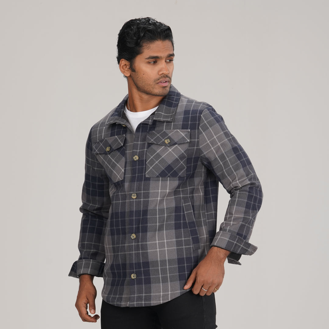 Mens Shacket Grey Check