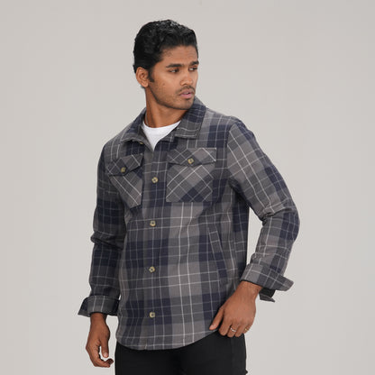 Mens Shacket Grey Check