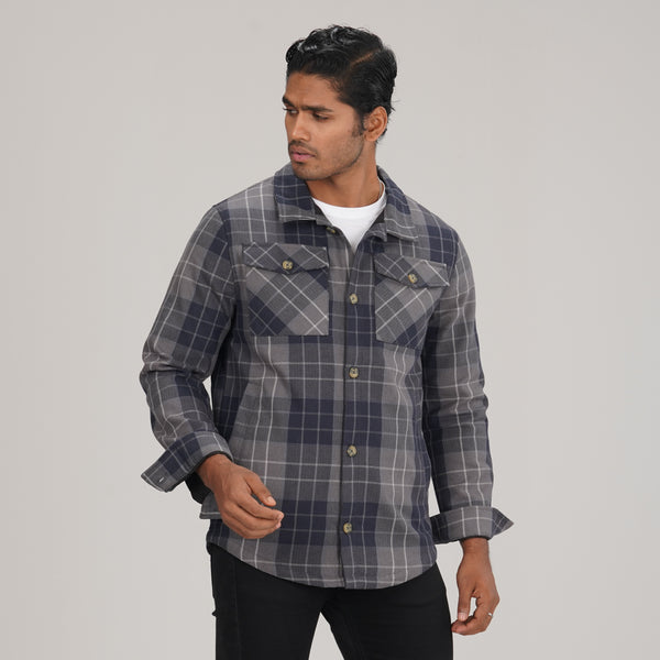 Mens Shacket Grey Check