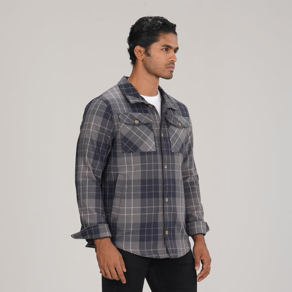 Mens Shacket Grey Check