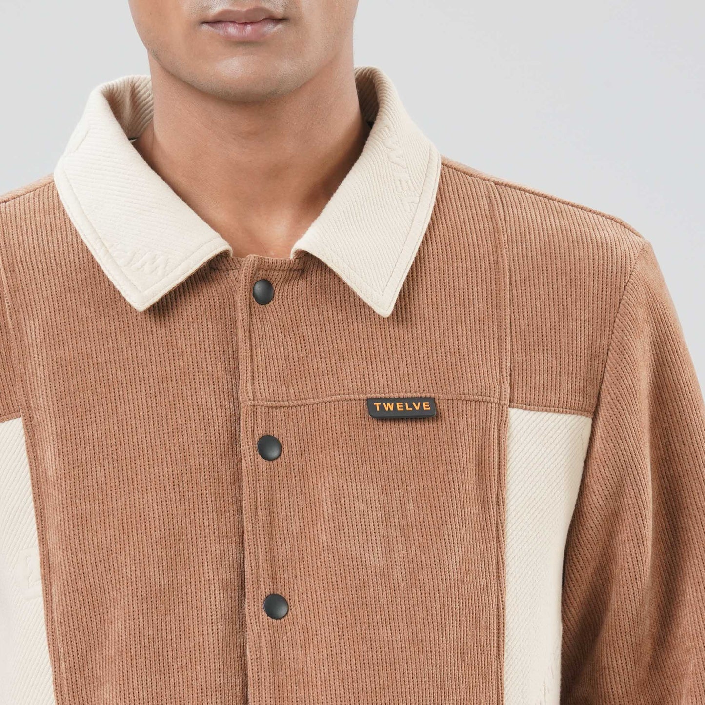 Mens Brown Cream Shacket