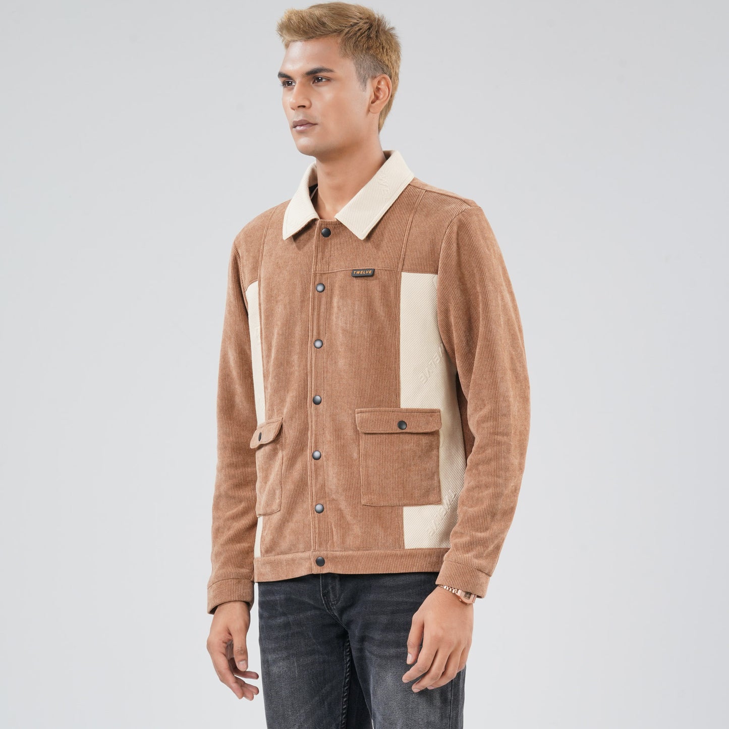 Mens Brown Cream Shacket