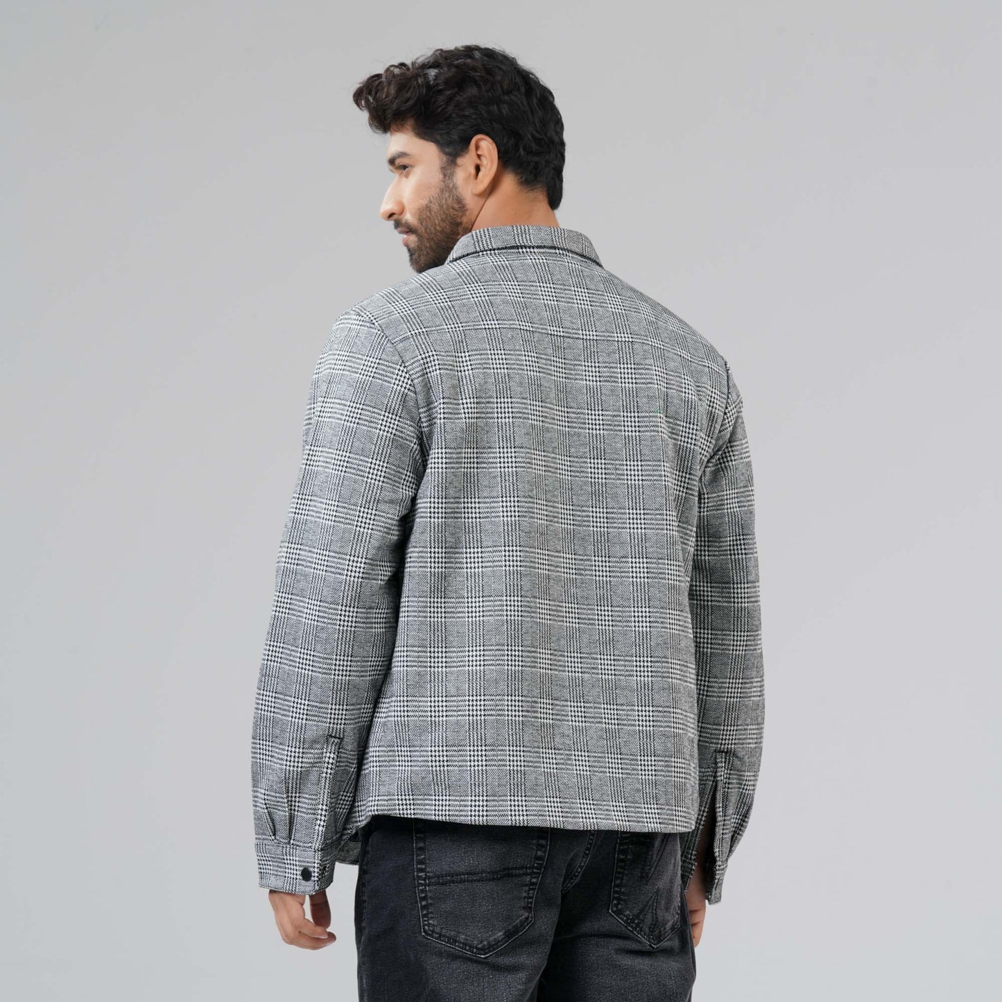 Mens Black & White Check Shacket