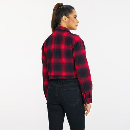 Womens Red Check Shacket
