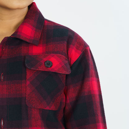 Womens Red Check Shacket
