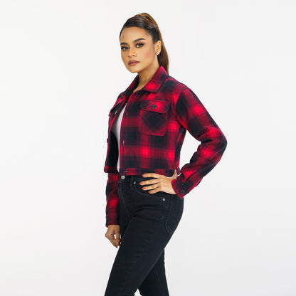 Womens Red Check Shacket