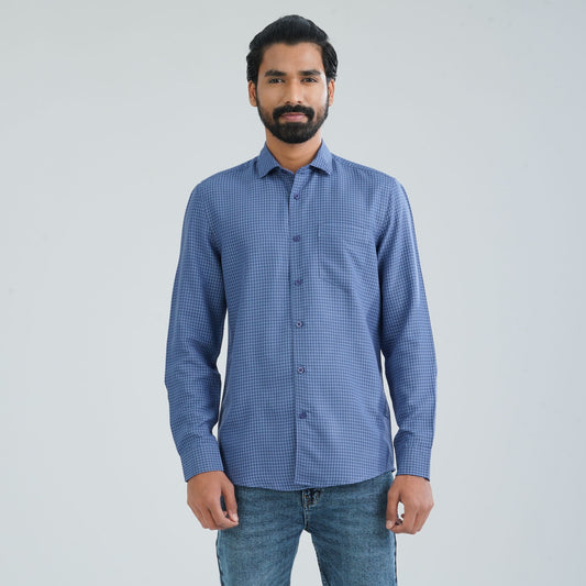 Men’s Navy Check Casual Shirt