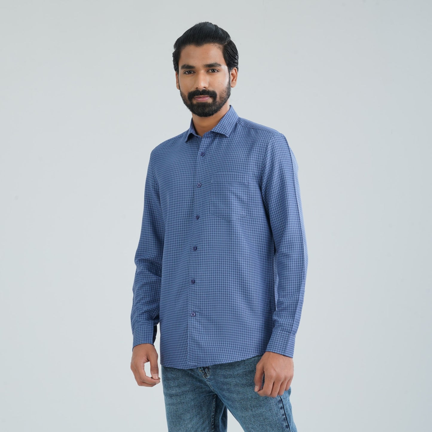 Men’s Navy Check Casual Shirt