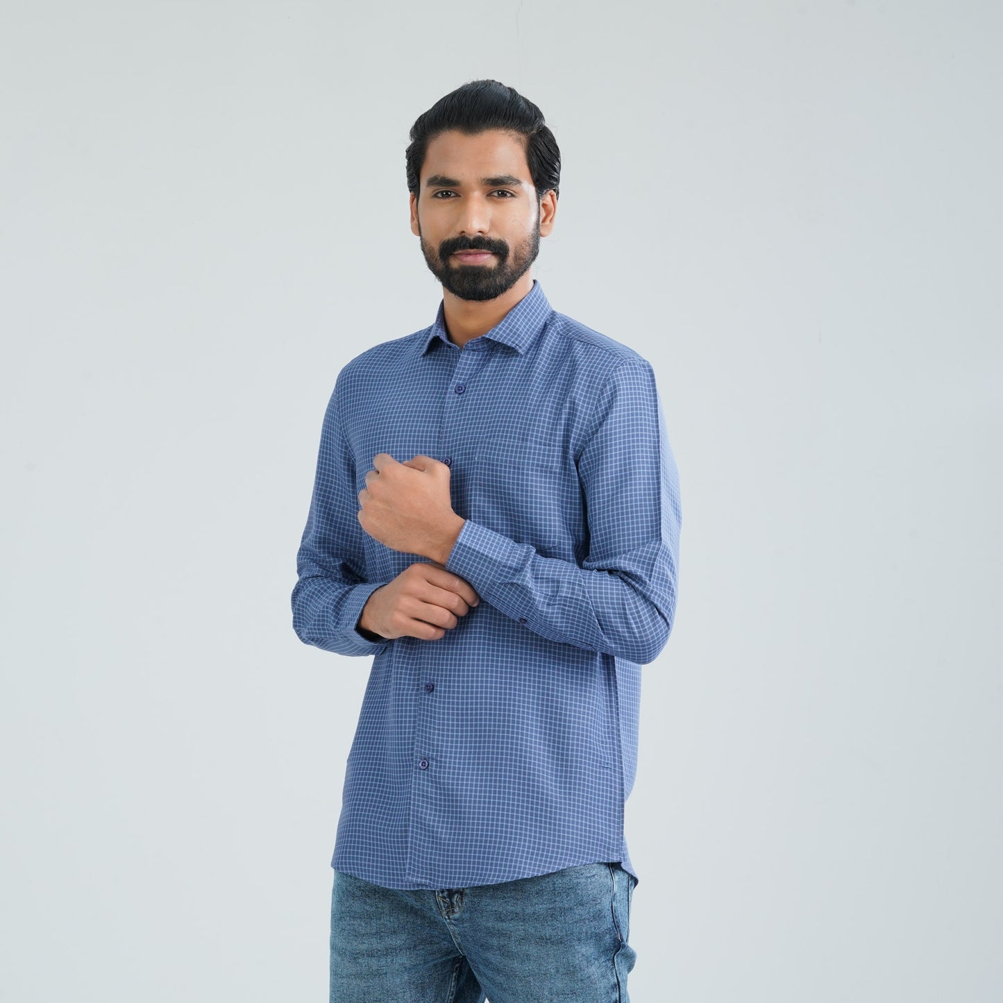 Men’s Navy Check Casual Shirt