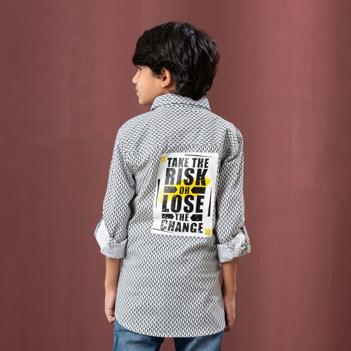 Boys L/S Shirt-White/Black