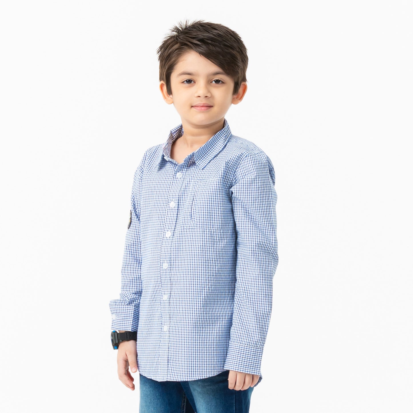 Boys White & Blue Shirt