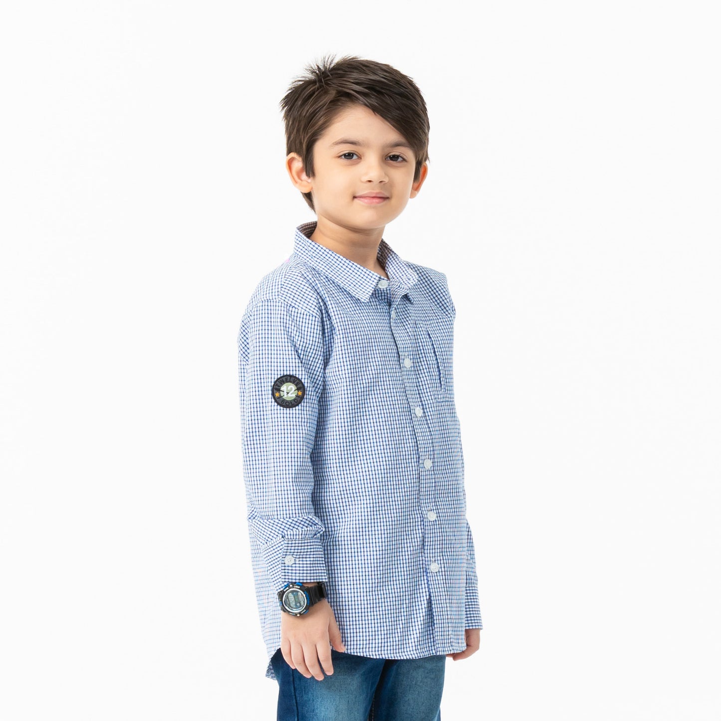 Boys White & Blue Shirt