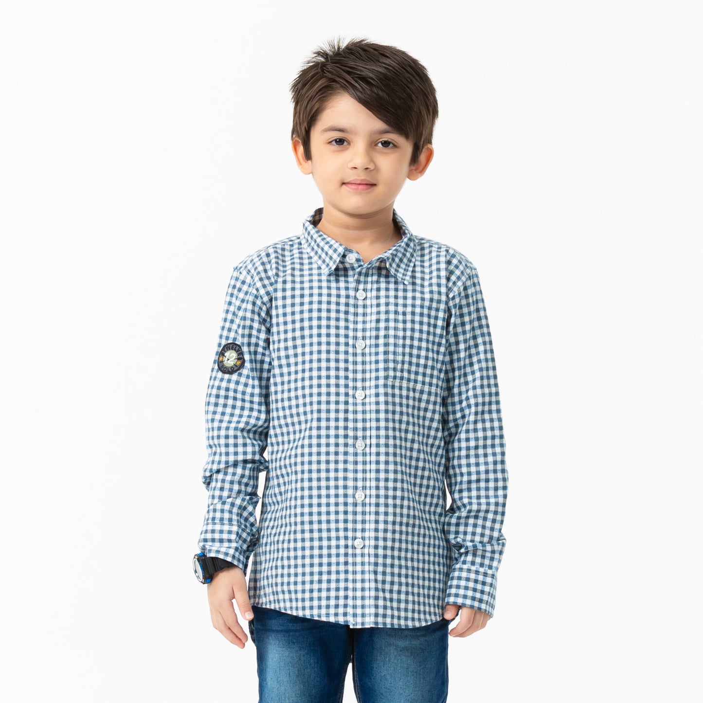 Boys Olive & White Shirt