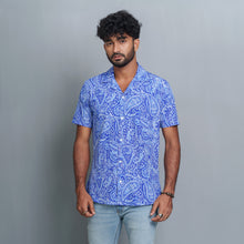 Load image into Gallery viewer, Mens Short Sleeve Shirt- Blue/White
